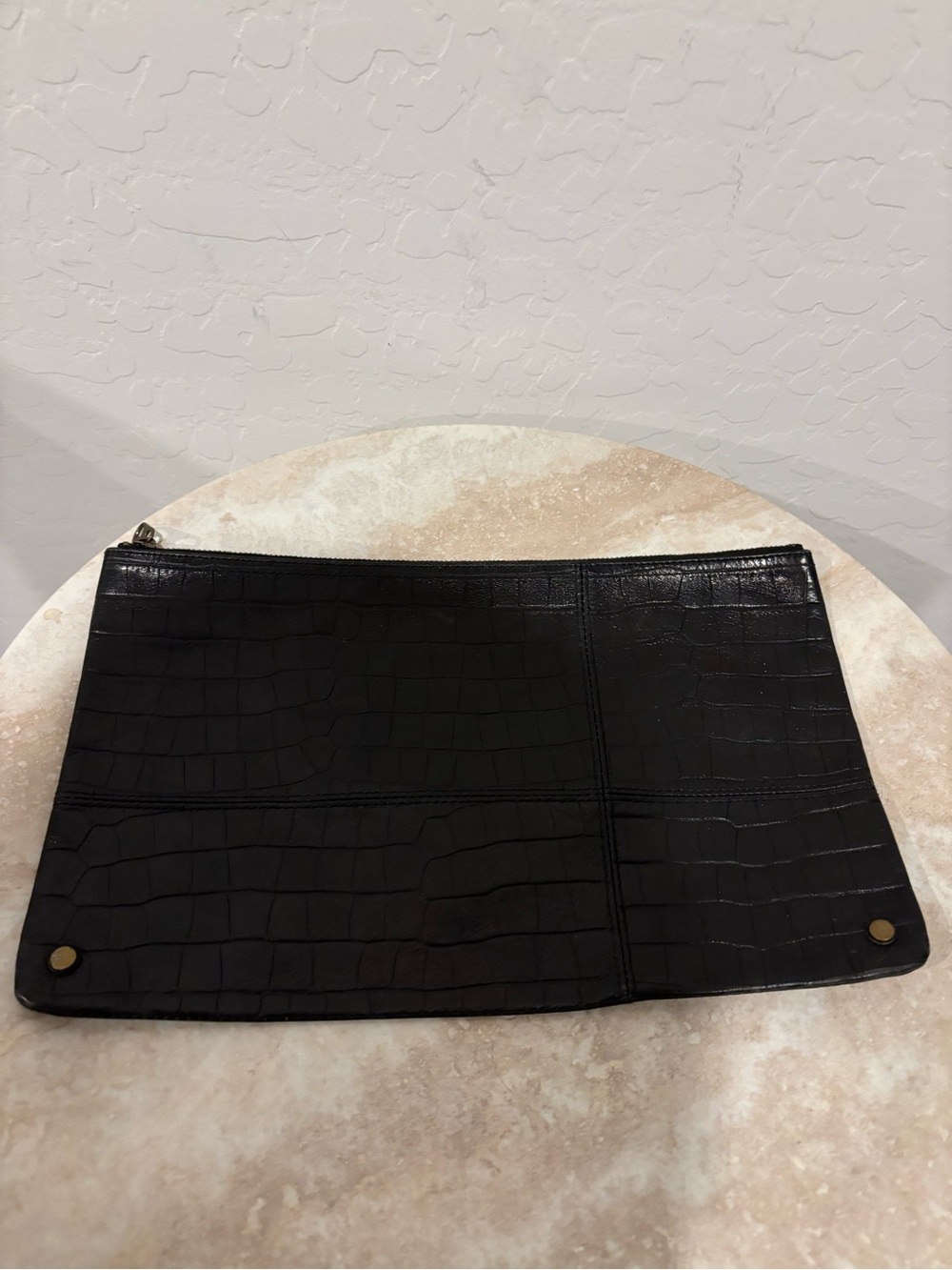 1937 Accessories Black Croc-Embossed Leather Pouch